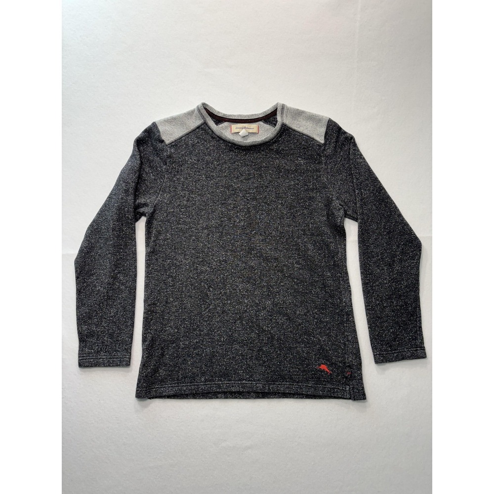 Tommy Bahama Sweatshirt Mens Medium Gray Fleece Crew Neck Pullover Contrast